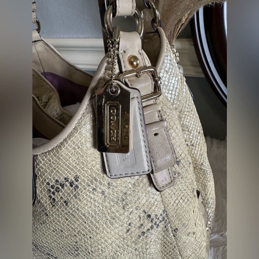 Euc Coach Madison Python Embossed Maggie Shoulder… - image 5
